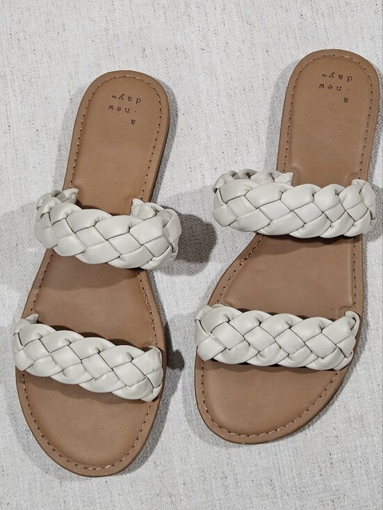 a new day Shoes - a new day Cream Braided Double-Strap Slide Sandals